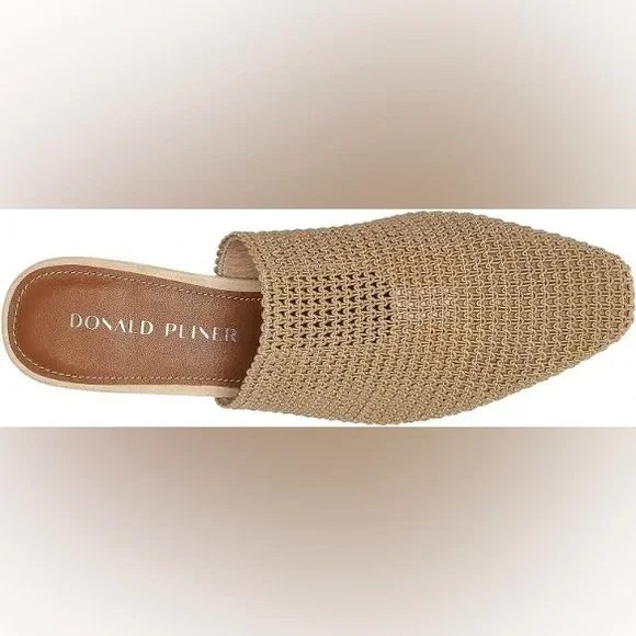 Donald J. Pliner Fenda Beige Tan Elastic Pointed Heel Mules - Picture 4 of 13